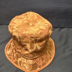 Coach Tan and Brown Patterned Hat